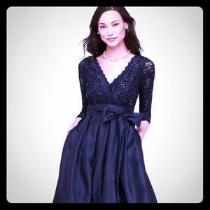COPY - Navy Taffeta & Lace/Sequin Evening gown